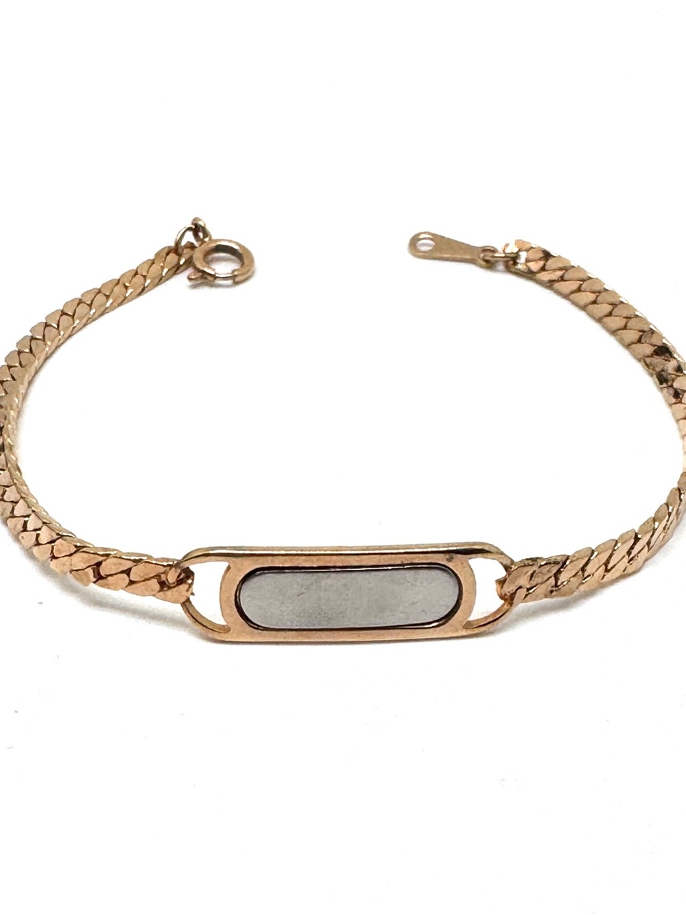 Vintage Avon Two-Tone Gold and Silver Oval ID Bracelet 7”